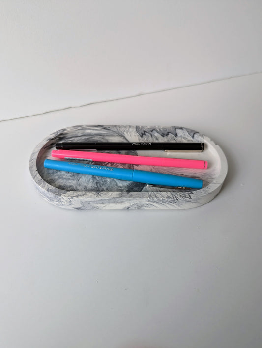 Black & White Marbled Small Tray