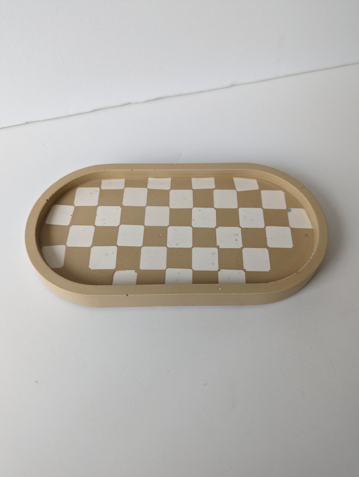 Tan Wonky Checkered Small Tray