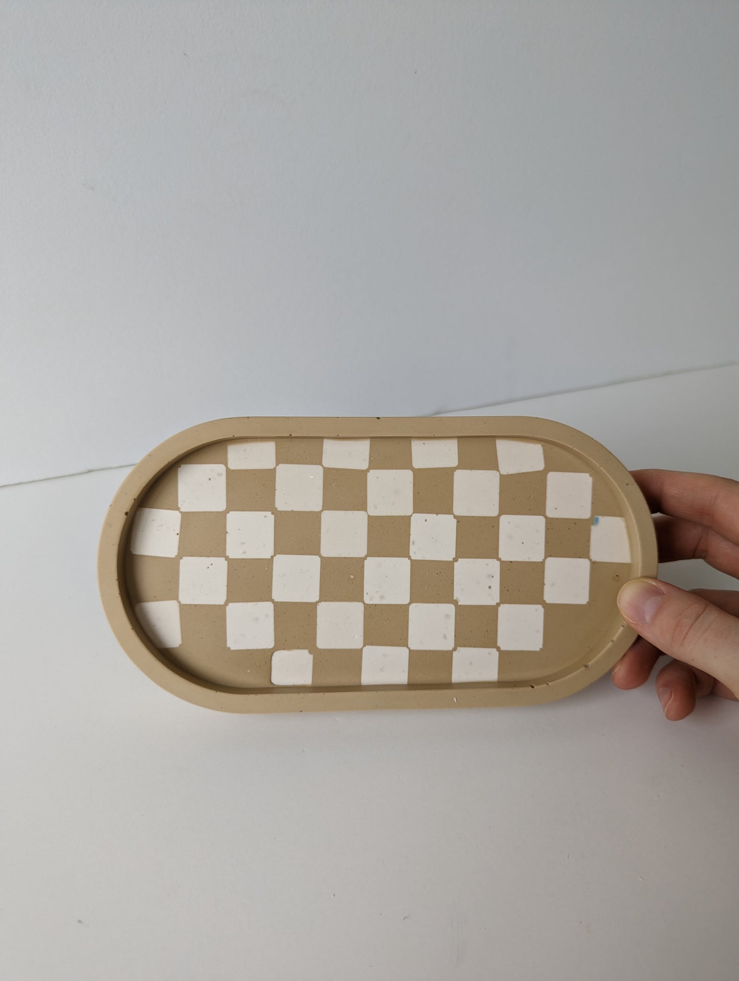 Tan Wonky Checkered Small Tray