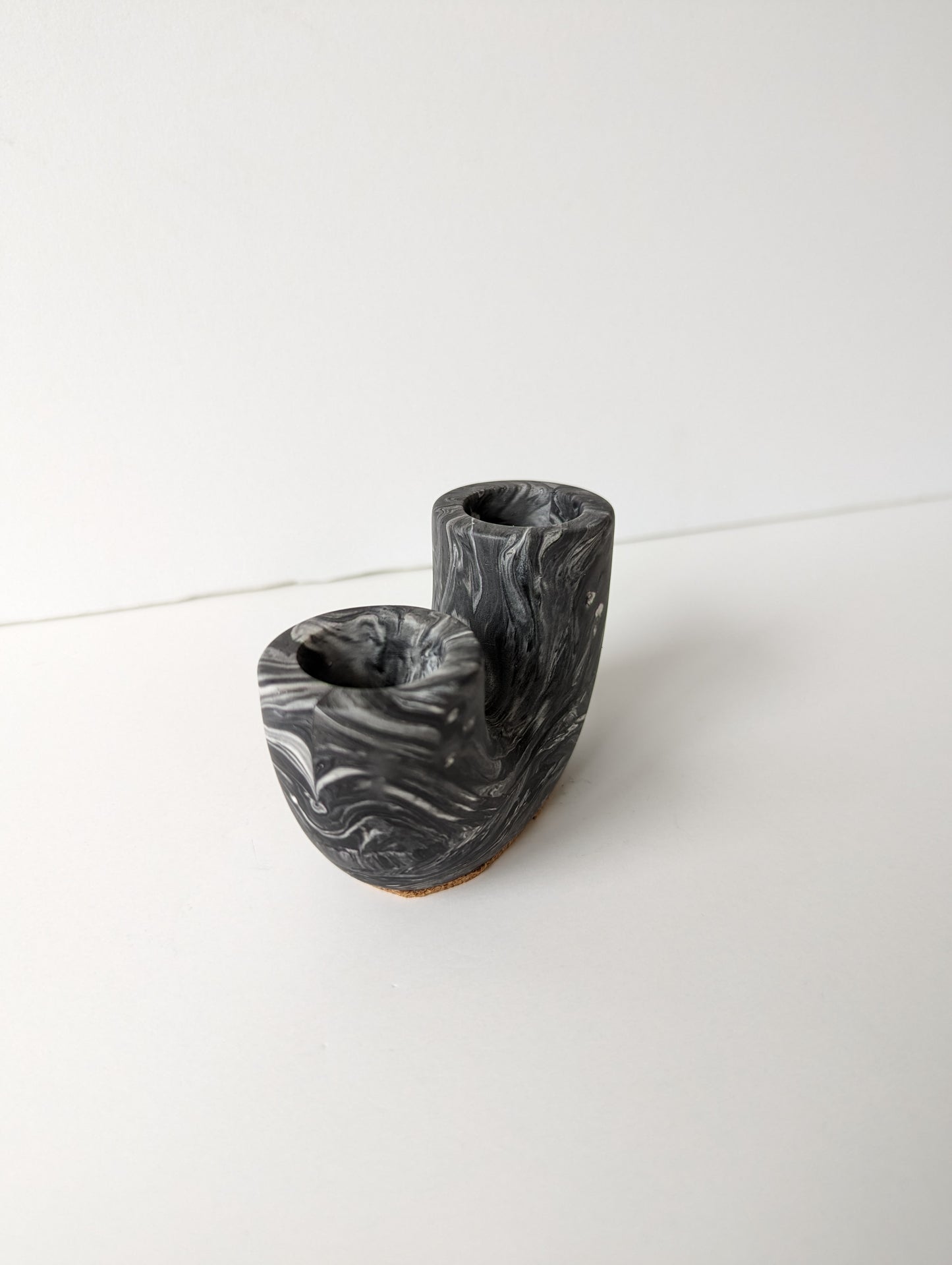 Black Marbled U-Shaped Taper Candle Holder