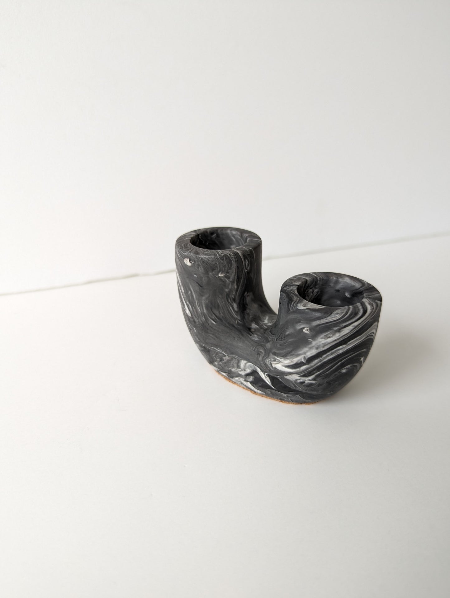 Black Marbled U-Shaped Taper Candle Holder