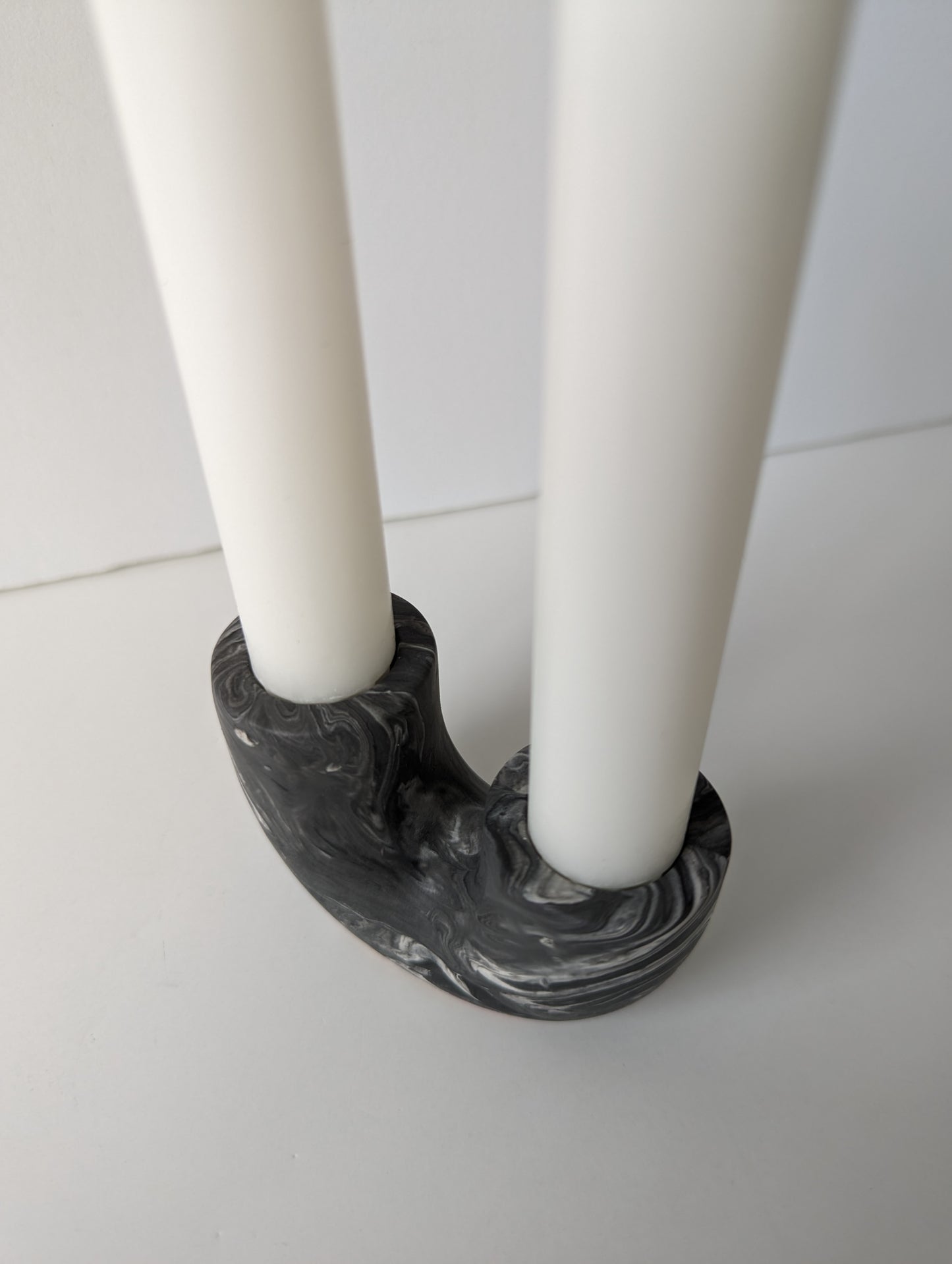 Black Marbled U-Shaped Taper Candle Holder