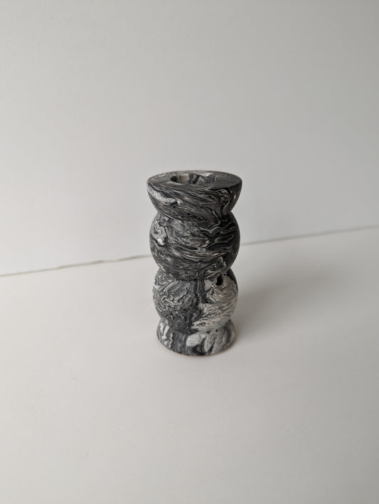 Black Marbled Short Bubble Taper Holder