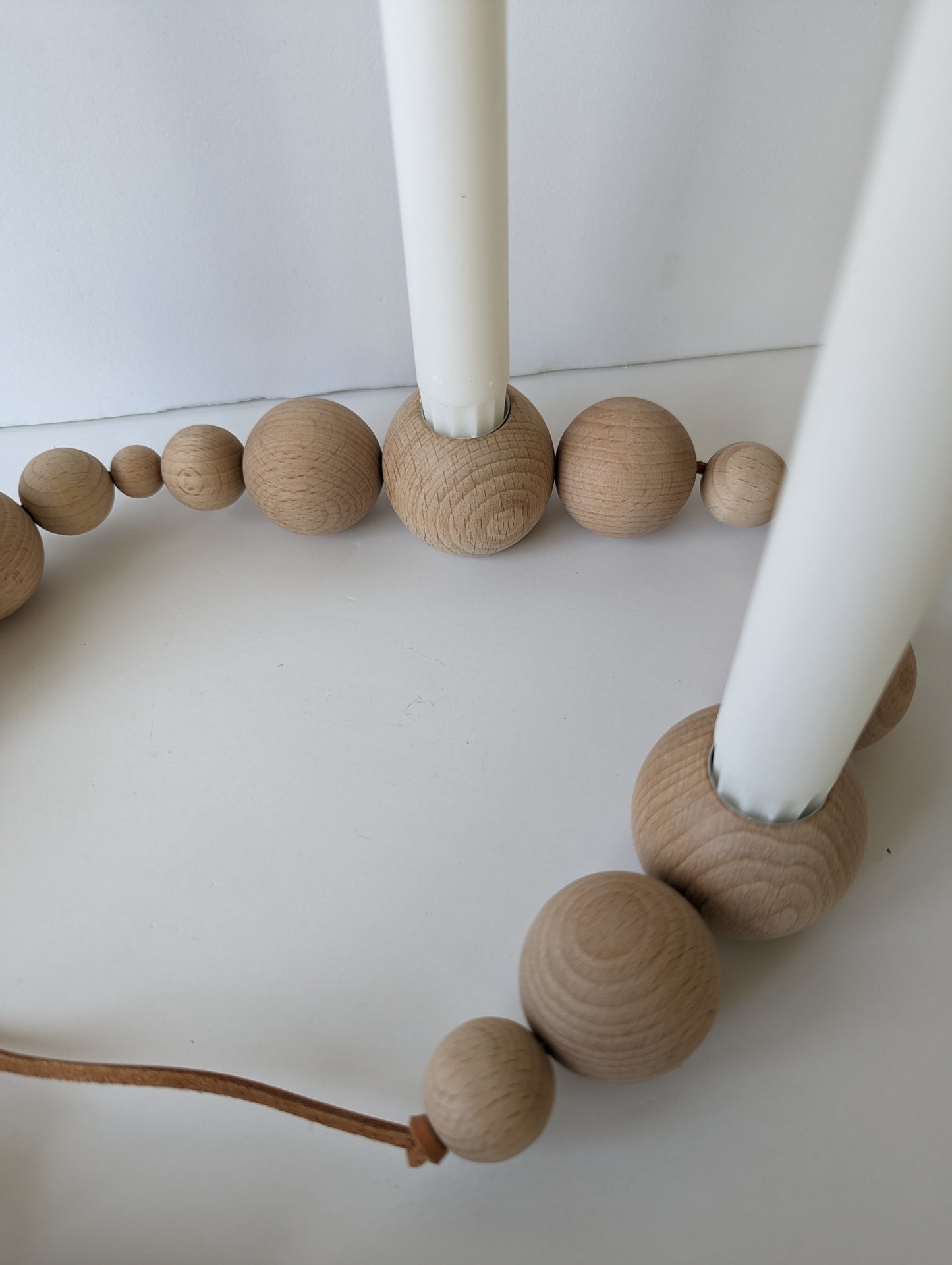 Wooden Beaded Candle Holder