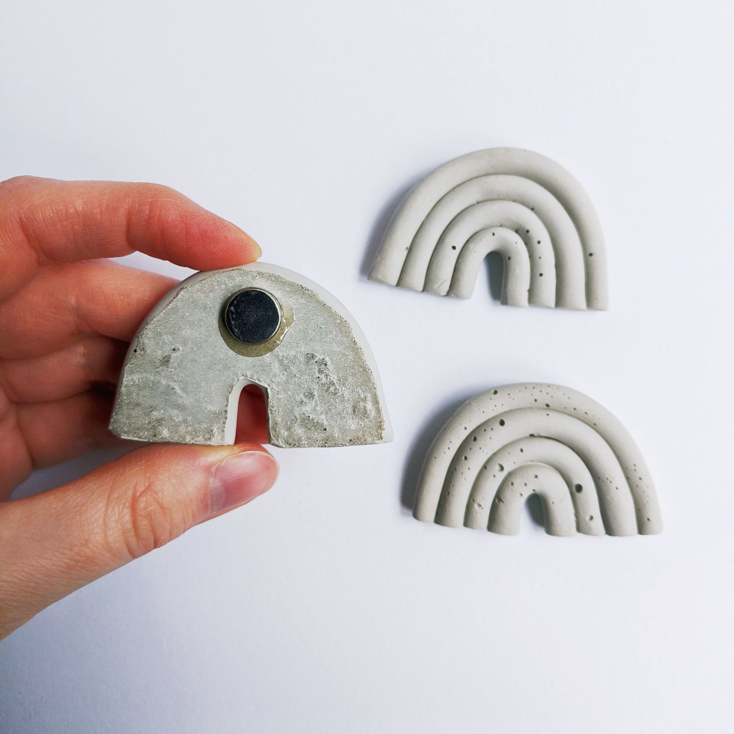 Rainbow Concrete Magnets. Monochrome Rainbow Fridge Magnets. Modern Home Office Magnets. Gifts under 20. Set of 3 Magnets.