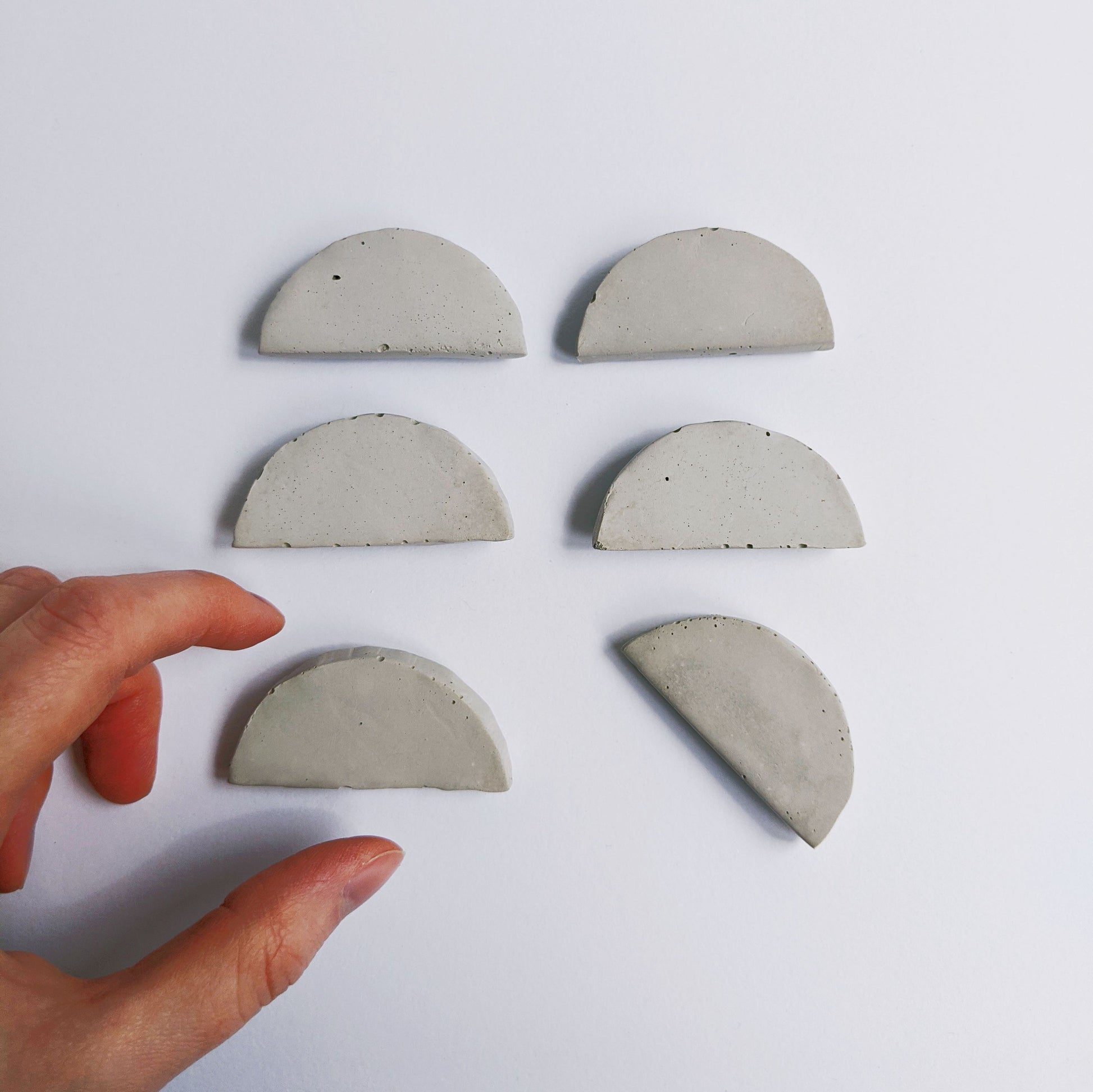 Minimalist Concrete Magnets. Modern Half Moon Fridge Magnets. Home Office Magnets. Gifts under 20. Set of 3 Magnets.