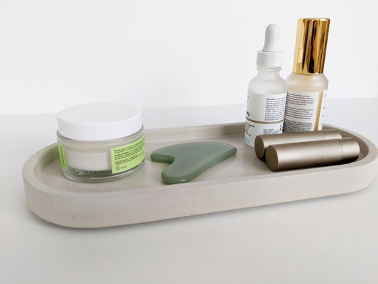 Concrete Pill Shaped Tray. Minimalist Concrete Bathroom Tray. Modern Home Office Desk Tray. Modern Scandi Home Decor. Oblong Tray for Keys.
