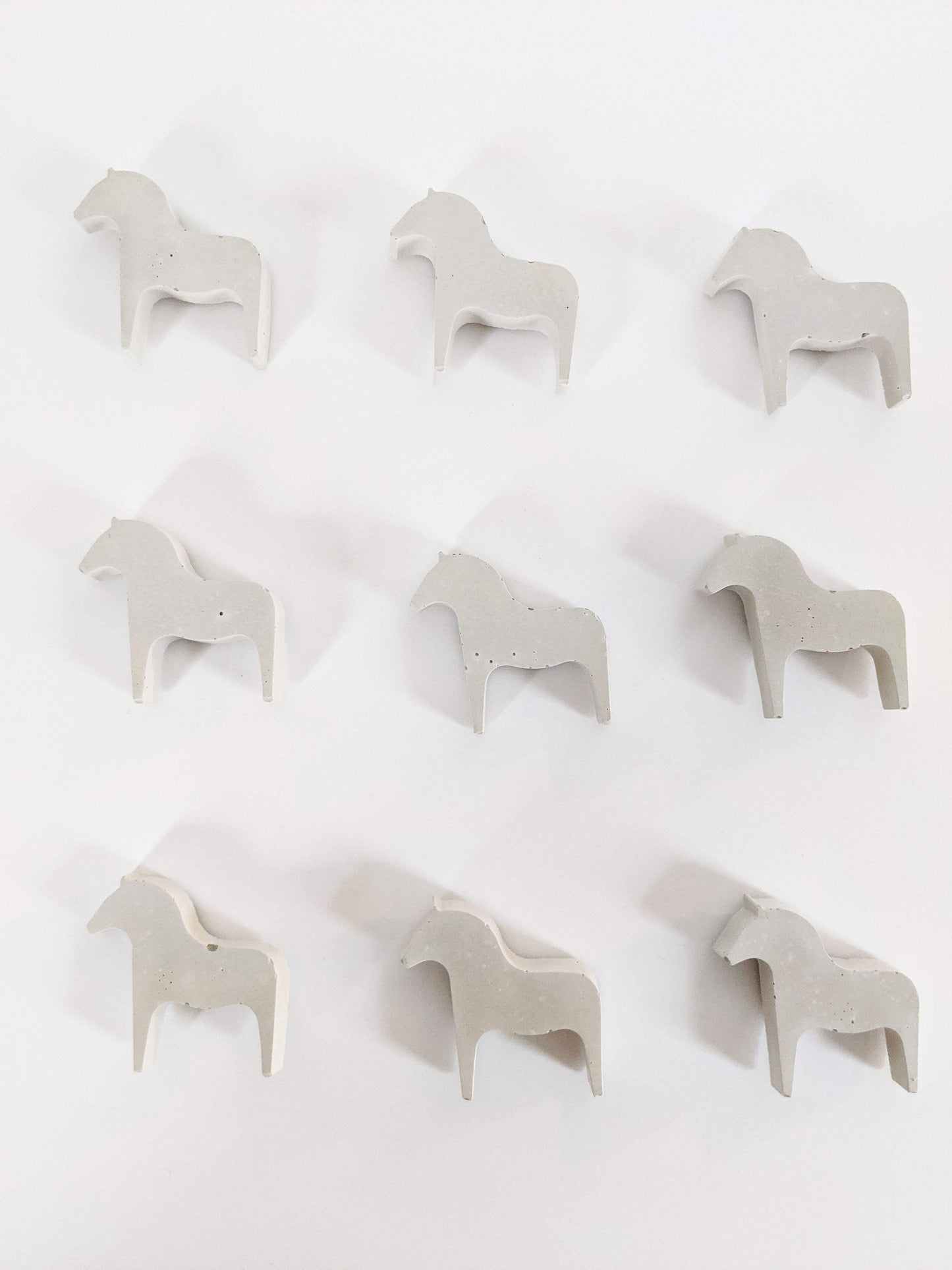 Dala Horse Concrete Magnets. Scandi Minimalist Fridge Magnets. Modern Home Office Magnets. Gifts under 20. Set of 3 Magnets.