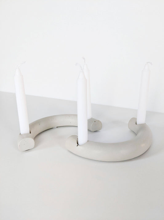 Crescent Mini Taper Holder. Minimalist Concrete Mini Candleholder. Modern Scandi Home Decor. Gifts under 30.