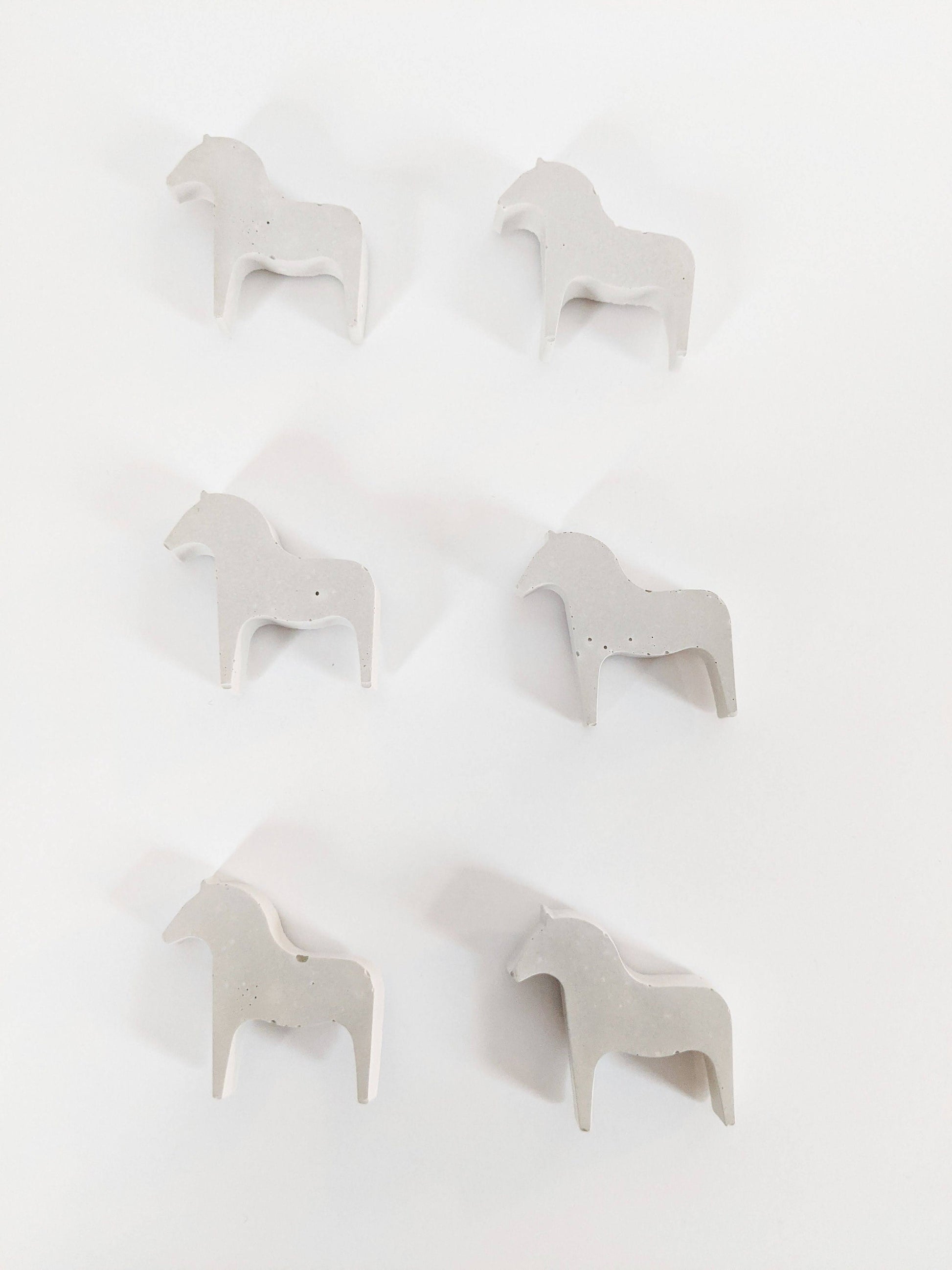 Dala Horse Concrete Magnets. Scandi Minimalist Fridge Magnets. Modern Home Office Magnets. Gifts under 20. Set of 3 Magnets.